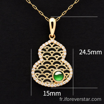 Calabash Gold 18K Calabash Diamond Jadeite Jade Pendant